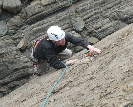 Ed Byrne sea cliff climbing