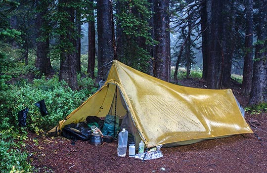 Setting up camp in the rain and keeping gear dry