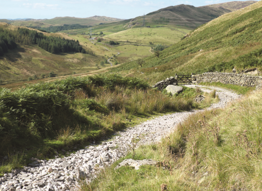 Looking back down the Breasthigh Road which links Borrowdale and Bretherdale