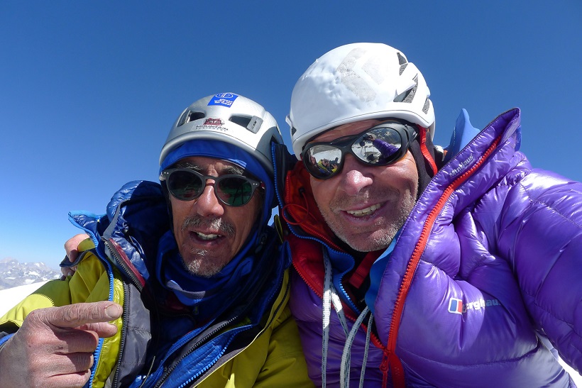 Sersank summit selfie by Vic Saunders left and Mick Fowler