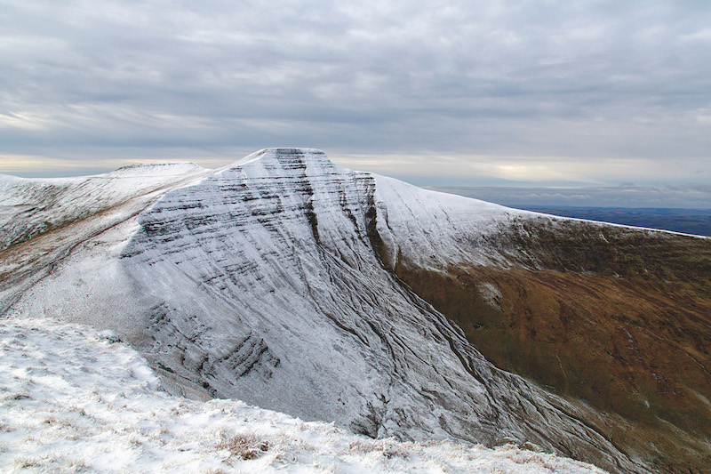 light sprinkling of snow over peak of Pen Y Fan