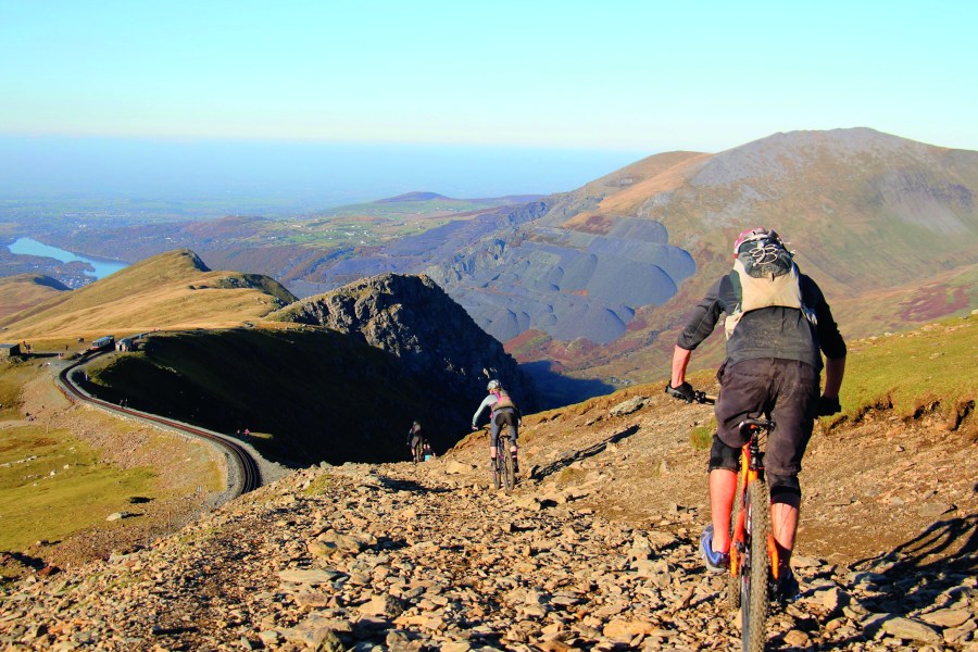 A group cycling over plas y brenin