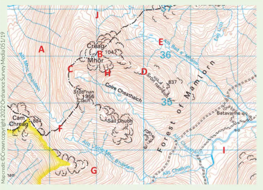 map showing contours 