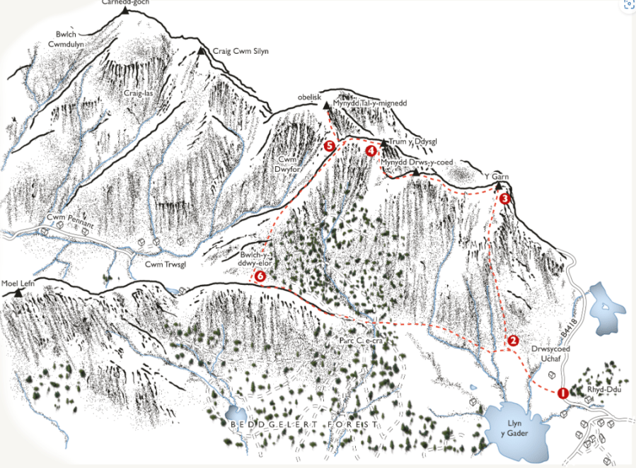Nantlle Ridge illustration of Route