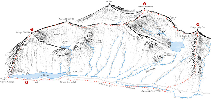 Illustration of the Carneddau in snowdonia