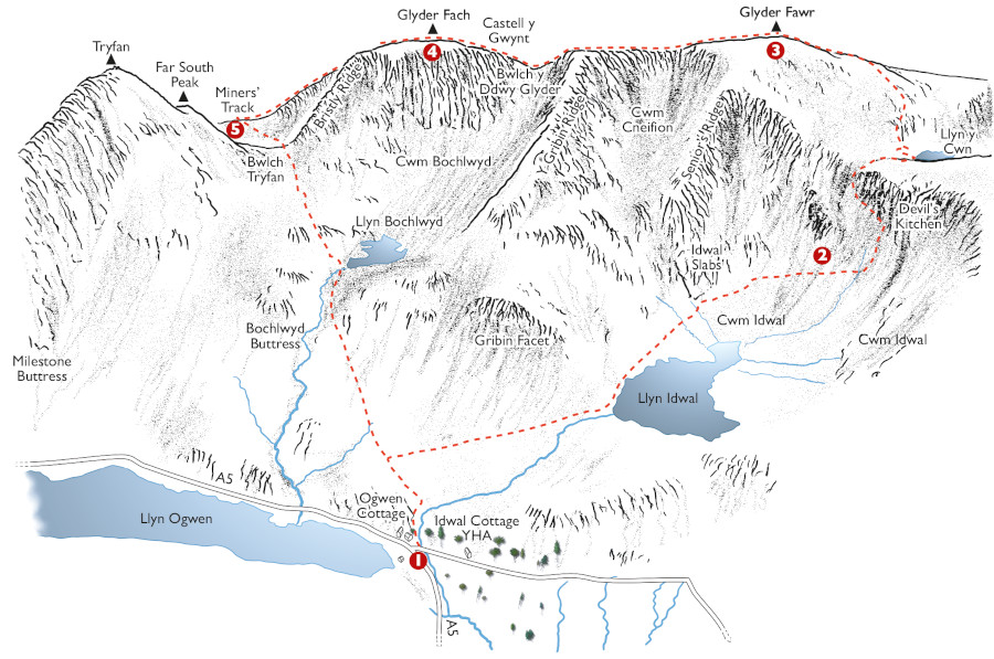 Illustration of Glyderau route