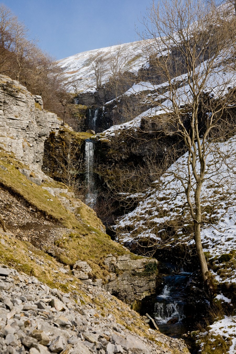 Snow lies in Buckden Gill