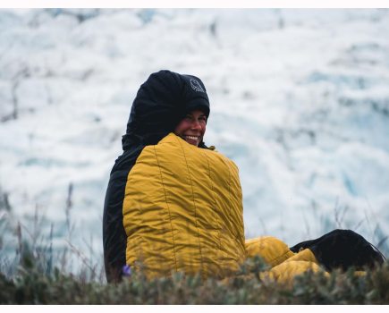 An adventurer in one of the types of sleeping bag for women