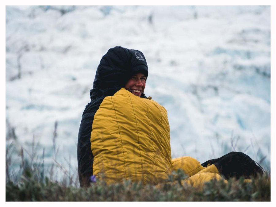 An adventurer in one of the types of sleeping bag for women