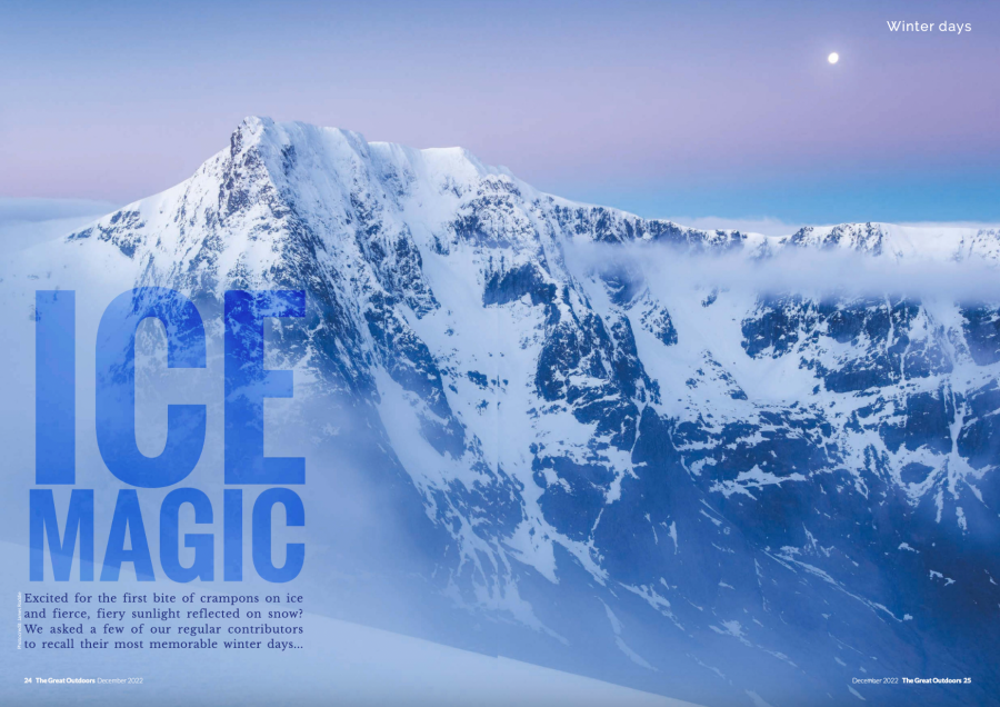 The Great Outdoors December 22 issue featuring the most memorable winter adventure days.