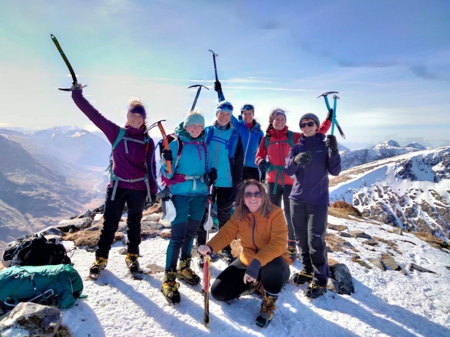 Girls on Hills courses provide a safe and supportive environment for women to learn mountain skills, as well as meet other enthusiasts in an outdoor sport which is still heavily male-dominated. Credit: Girls on Hills