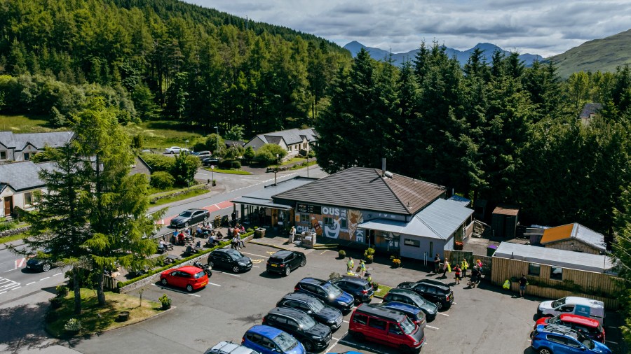 An ariel view of Real Food Cafe, Tyndrum