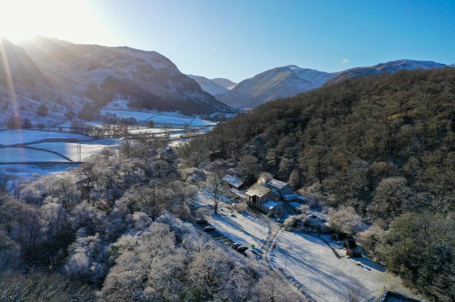 YHA Borrowdale in the December snow.Credit: Oliver Corbett