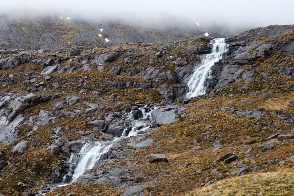 Waterfalls leading to Loch Coire Mhic Fhearchair on the Beinn Eighe route walk