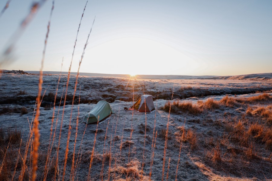 The sun rises over a perfect Dartmoor wild camp.