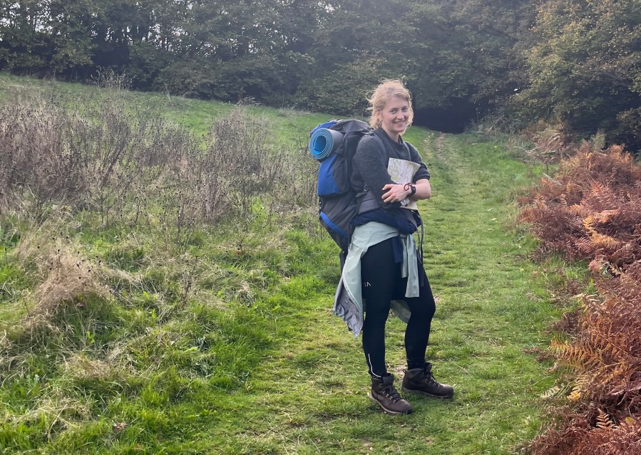 Lucy on the way to wild camp on Dartmoor. Photo: Lucy Thraves