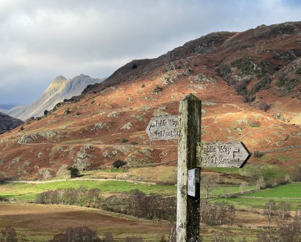 Light on Lingmoor Fell and the Langdale Pikes in the far distance