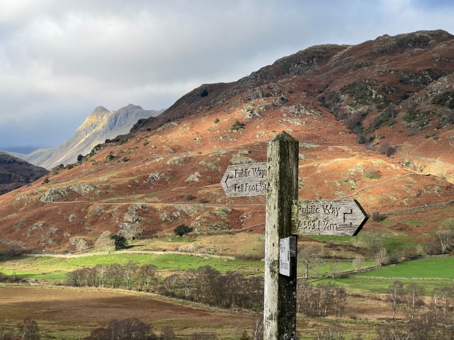 Light on Lingmoor Fell and the Langdale Pikes in the far distance