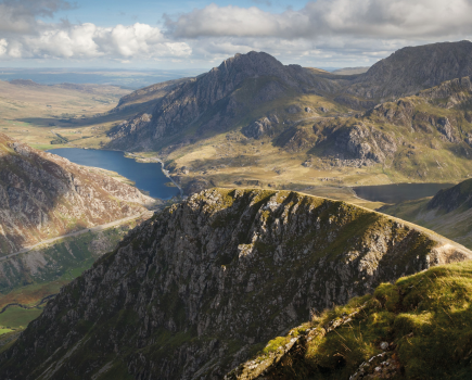 Admiring the superlative view from Foel Goch, one of the best quiet hikes in Snowdonia