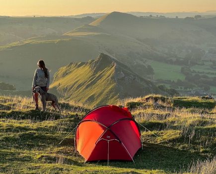 Summer wild camping with a sleeping bag for summer in the Peak District where you should leave no trace