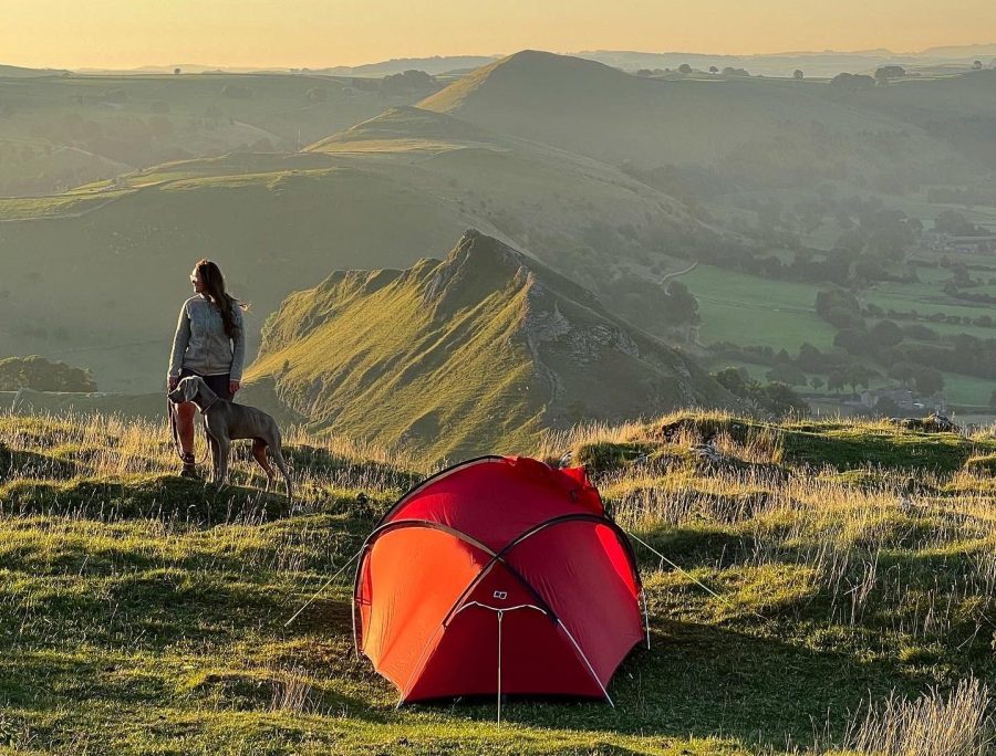 Summer wild camping with a sleeping bag for summer in the Peak District where you should leave no trace