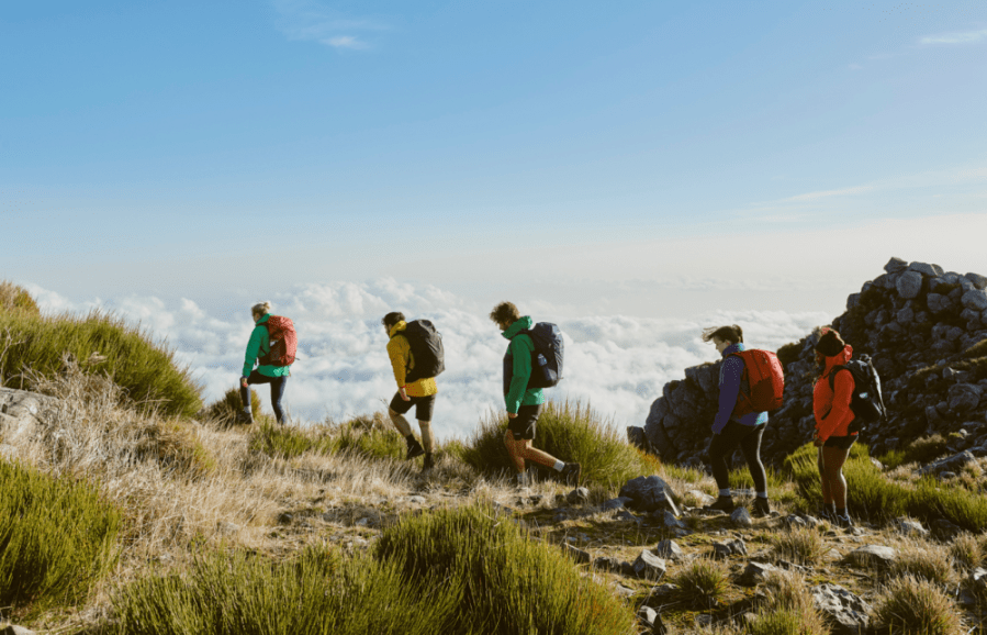 Some of the best hiking backpacks and different types of backpack used by hikers on a mountain.