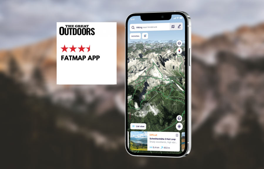 Rating for the Fatmap hiking app