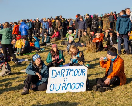 A photograph taken at the Dartmoor wild camping fundraiser and protest