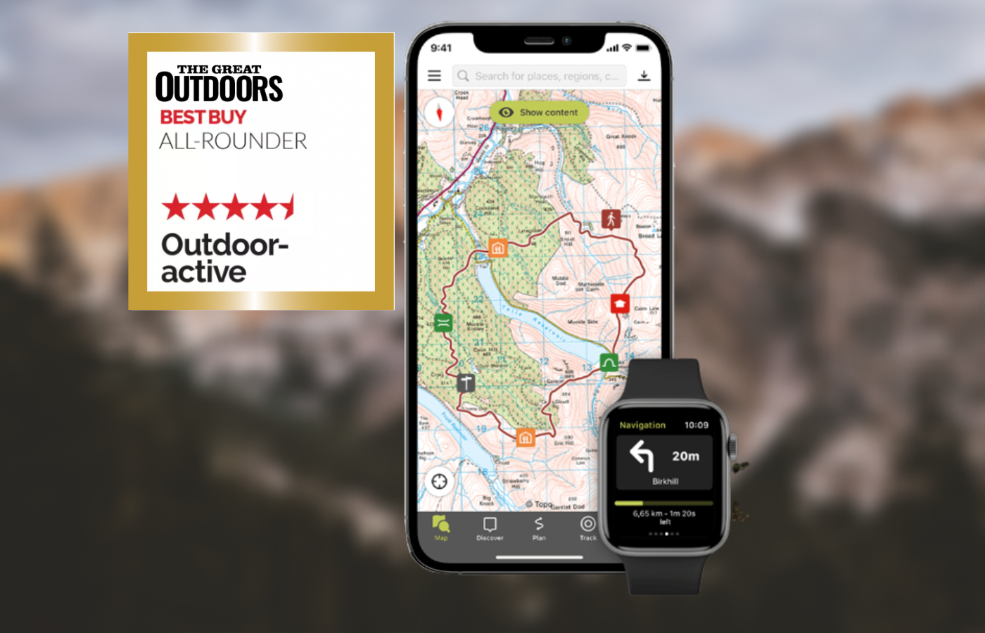 Screenshots of the Outdoor active app and rating score given