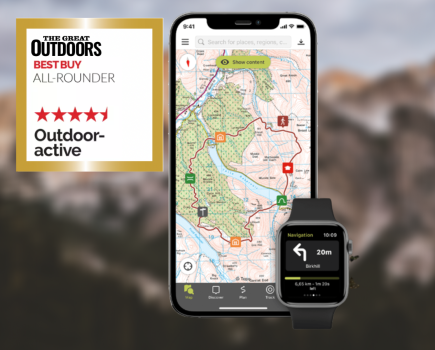 Screenshots of the Outdoor active app and rating score given