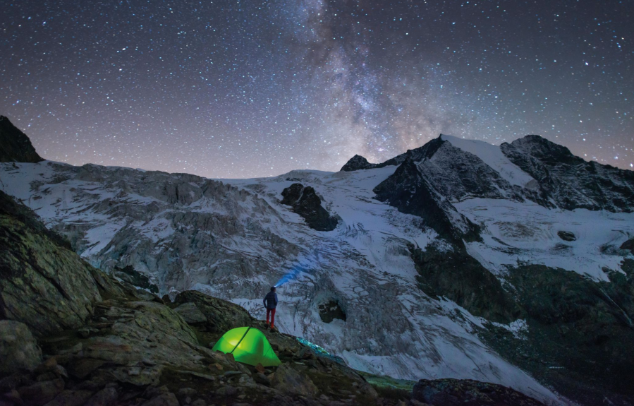 A wild camp on Walkers' Haute Route in the Alps