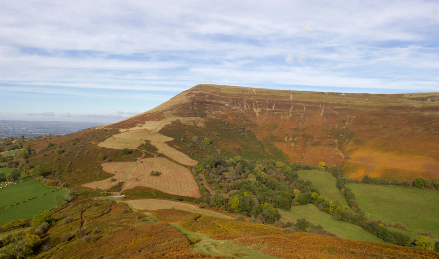 Looking back down Cockit Hill to Mynydd Troed