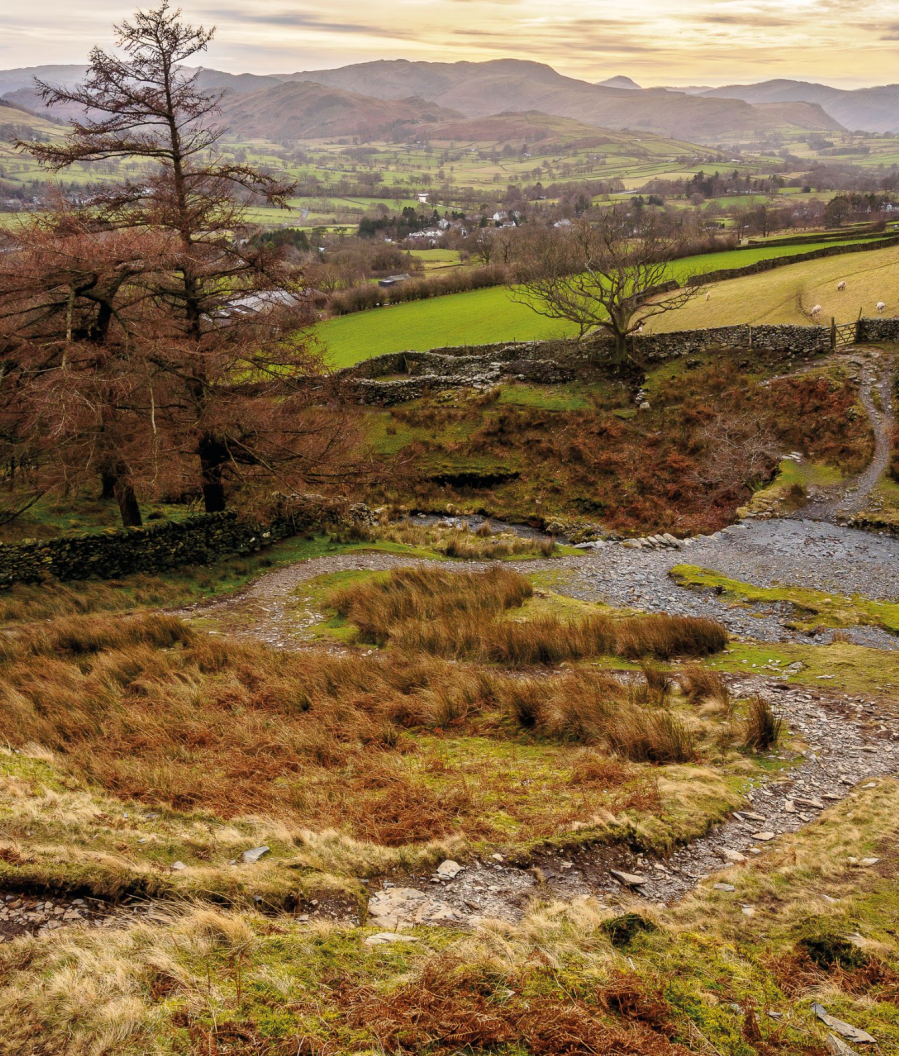 Path junction at Gate Gill below Blencathra.