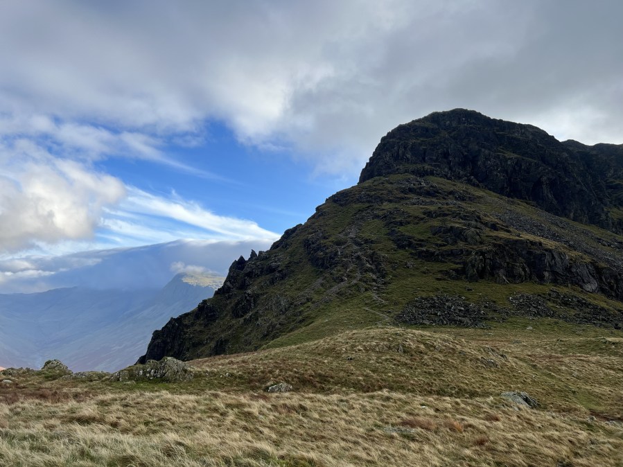 Looking back at the down scramble section coming off Yewbarrow