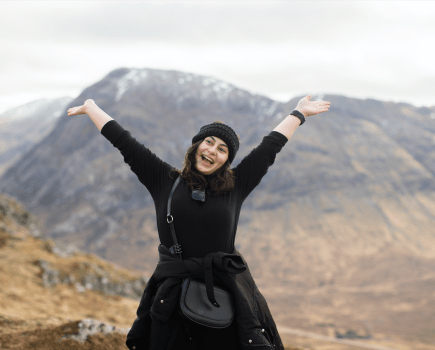 A woman enjoying Glencoe at the Women in the Hills residential retreat.