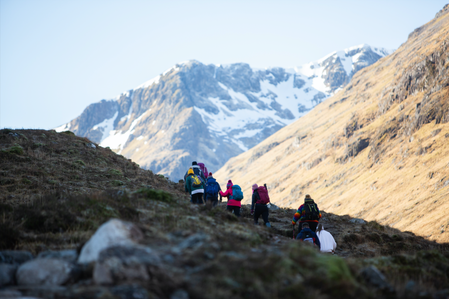 Women hiking in Glen Coe on the Women in the Hills weekend