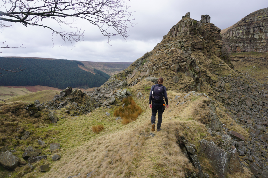 Walking along Little Moor towards The Tower scramble.JPG