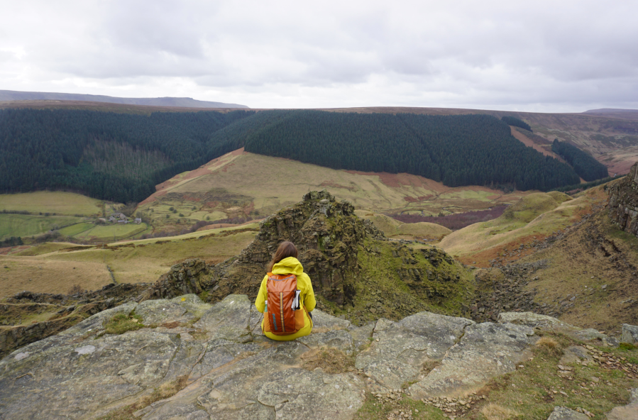 Looking at The Tower from Alport Castles.