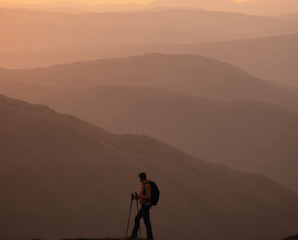 Hiking up Ben Vorlich at sunset