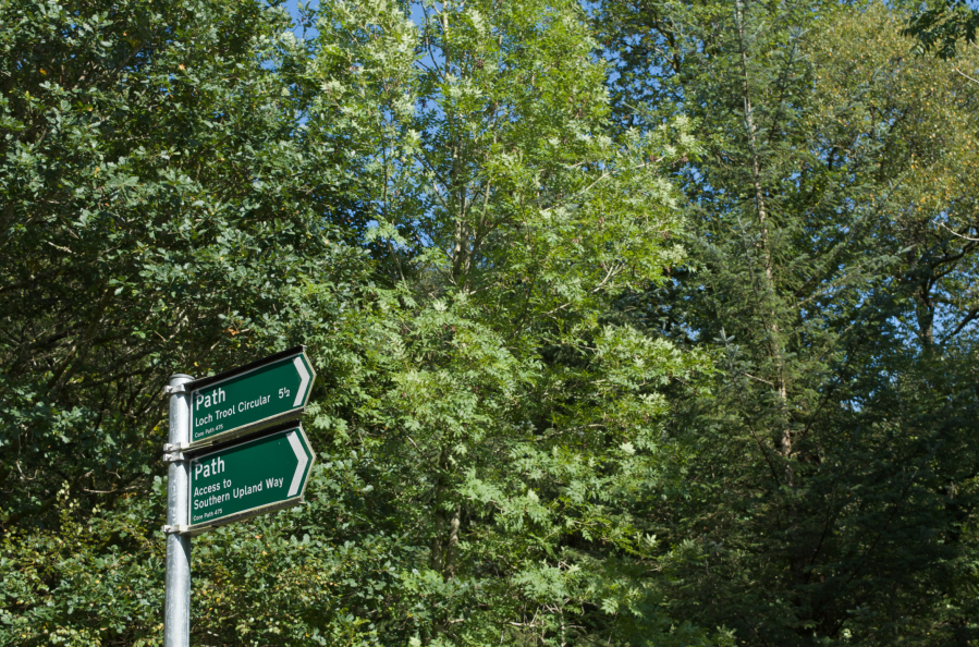 Loch Trool trail signposts.
