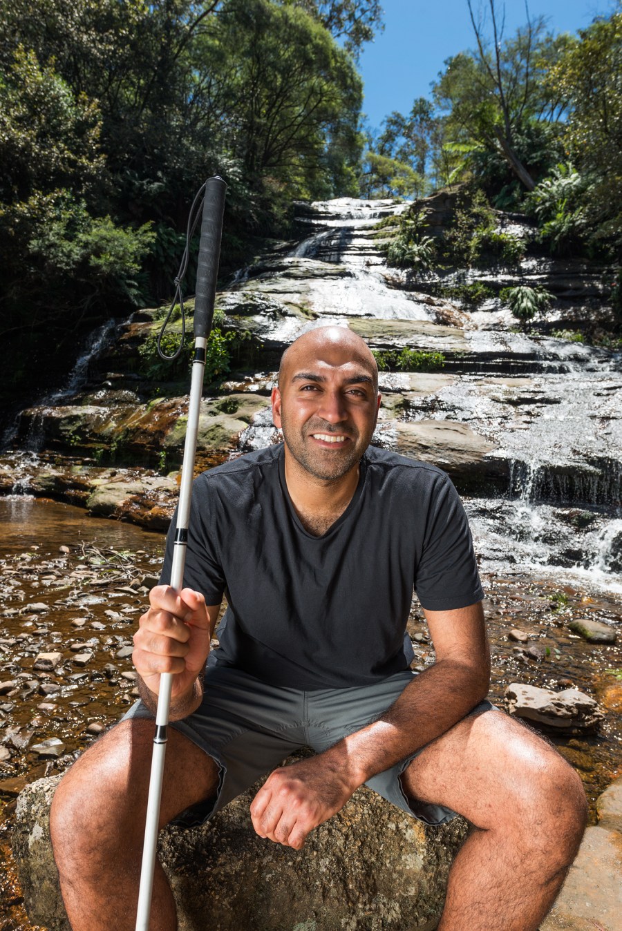 Amar Latif, the blind adventurer in the Blue Mountains