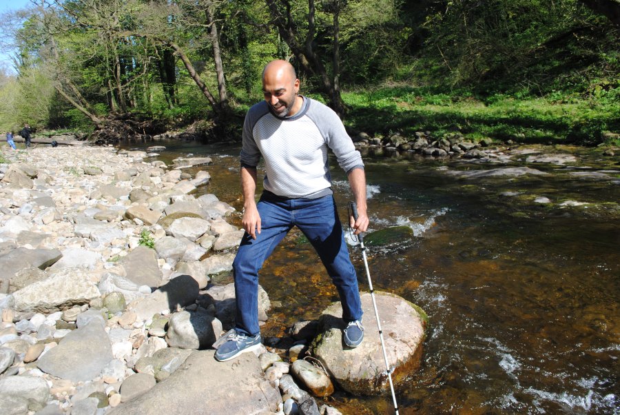 Amar Latif on the bank of the river Ure at Middleham in Wensleydale