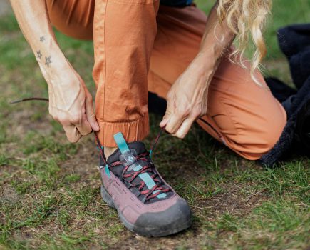 Mission Leather scrambling shoes on test for our guide to the best scrambling shoes