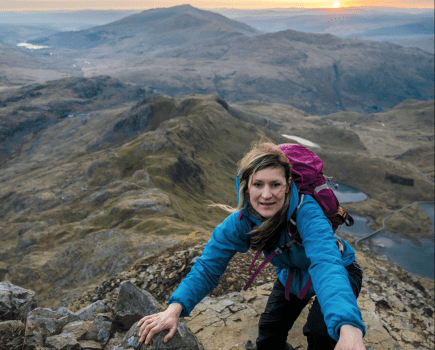 Hanna Lindon scrambling the Snowdon Horseshoe scramble_TGO May 23