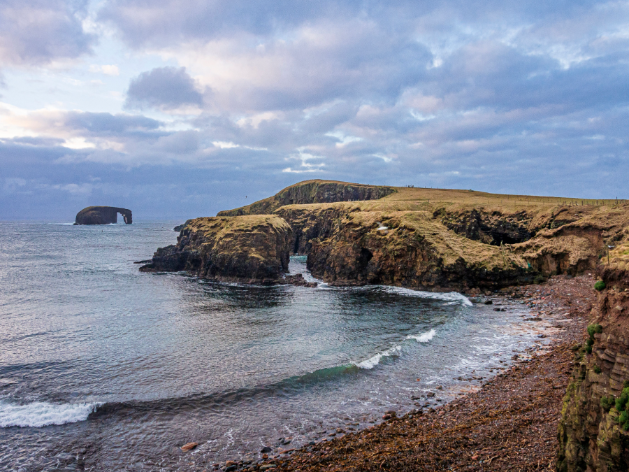 Esha Ness - 10 - Dore Holm and cliffs at Stenness, Shetland.