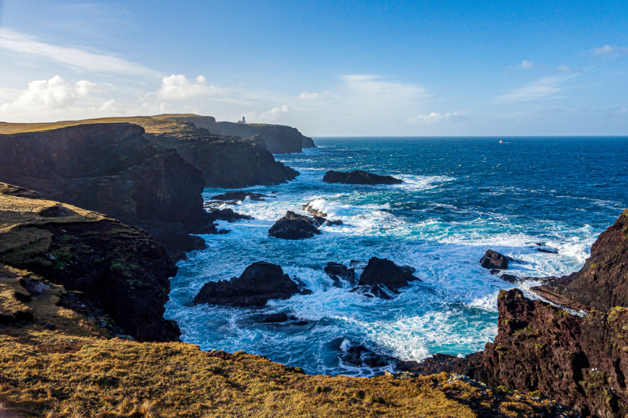 Esha Ness 14 - Lighthouse at South Head of Caldersgeo from Drid Geo - Shetland-3010430.jpg