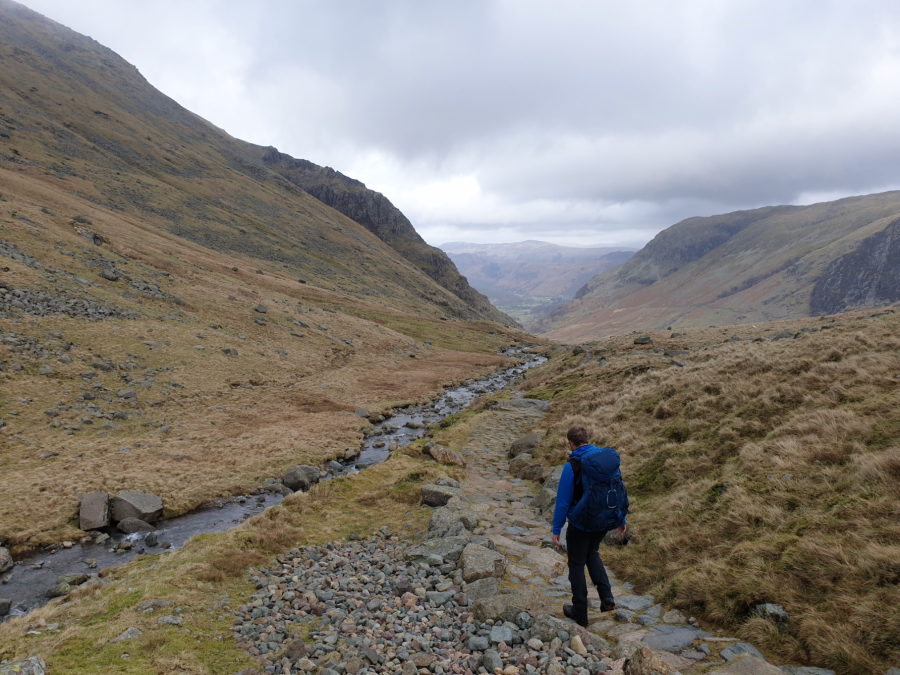 Scafell Pike via Esk Haus 9 Descent route beyond Styhead Tarn looking north.jpg