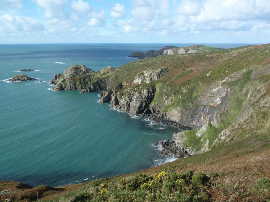 View from cliffs above Pwll Deri