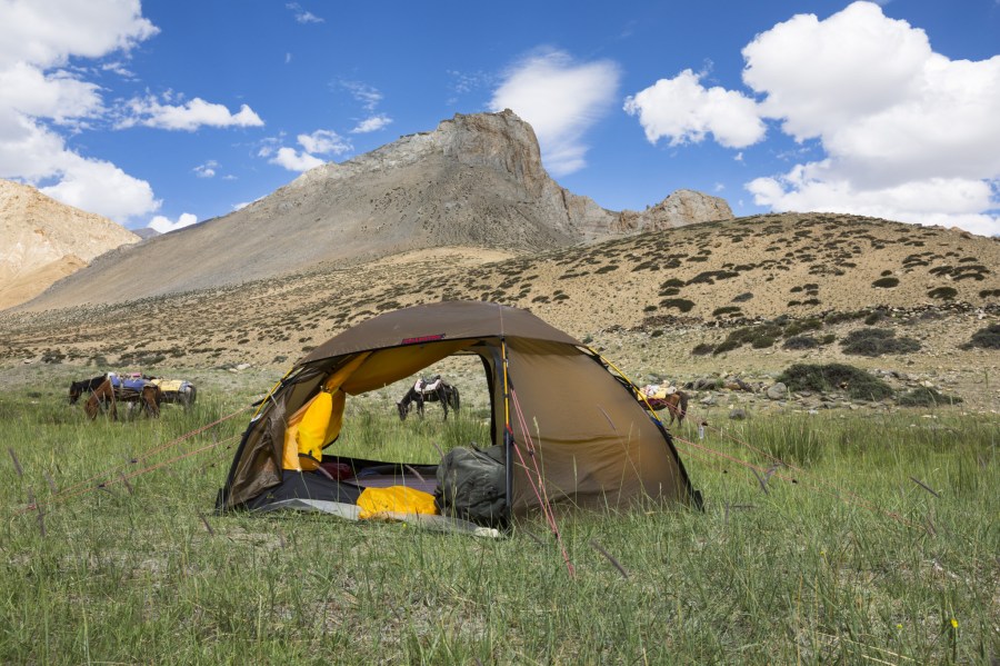 The Allak is both very strong and light weight, making it an excellent choice for any adventure, whether you’re traveling high up above tree line or far below it. The fully freestanding Staika is one of Hilleberg’s most robust tents, meaning it can be pitched anywhere, even on exposed mountainsides. In warm climates, like here in India, the Allak’s two entrances and vestibules can be rolled away for better ventilation and views. Photo credit: Tilmann Graner / https://www.foto-tilmann-graner.de/