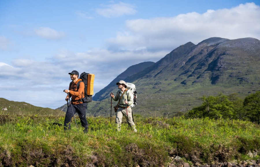 Carey Davies and Alex Roddie using packs by Atom Packs and Berghaus respectively. Photo: James Roddie